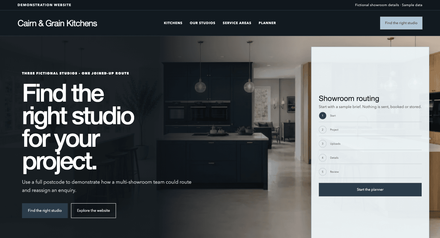 Cairn & Grain Kitchens complete website example