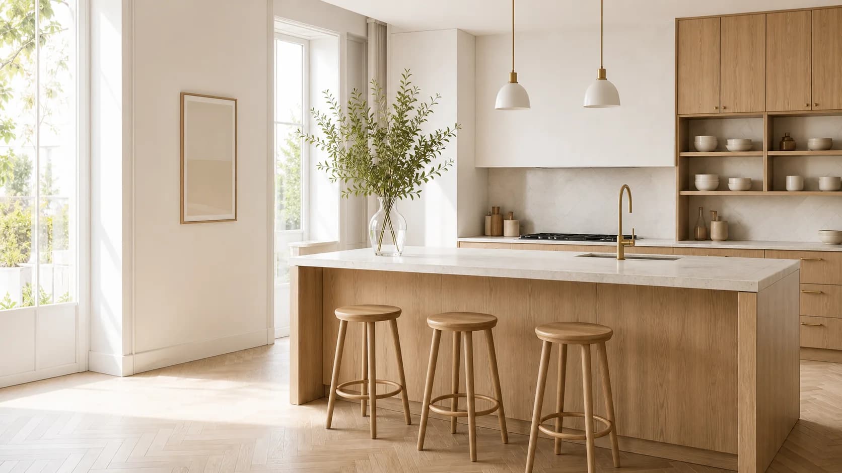 Bright contemporary kitchen shown as a Kitchen Front visual direction