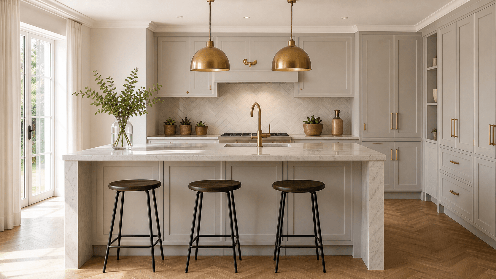 Illustrative parchment-toned kitchen direction